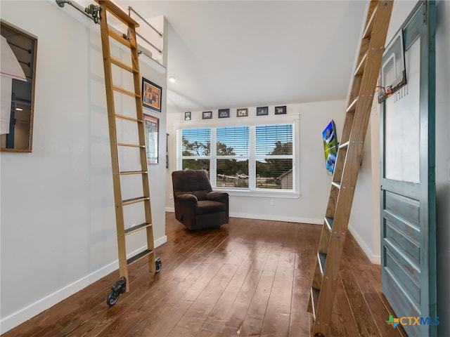 living area with dark wood-type flooring