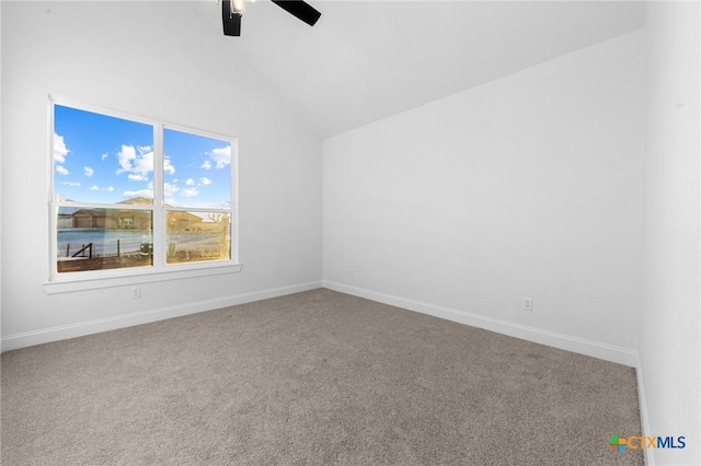 126 Overlook Trl, Copperas Cove, TX 76522 - carpeted spare room featuring vaulted ceiling, ceiling fan, and baseboards