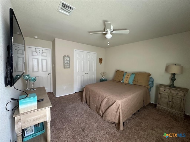 9516 Glynhill Ct, Killeen, TX 76542 - carpeted bedroom featuring a closet, visible vents, baseboards, and ceiling fan