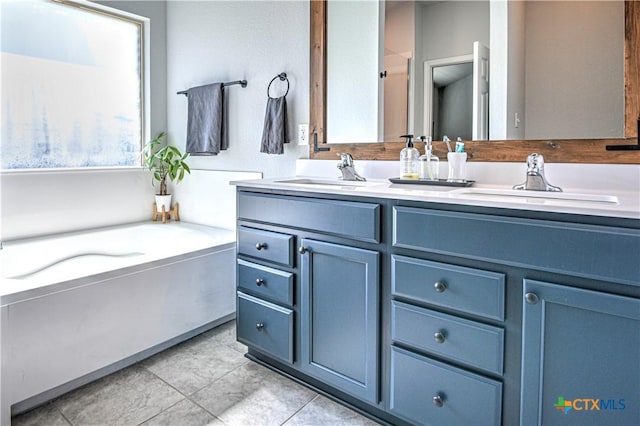 full bath with a sink, a wealth of natural light, and double vanity