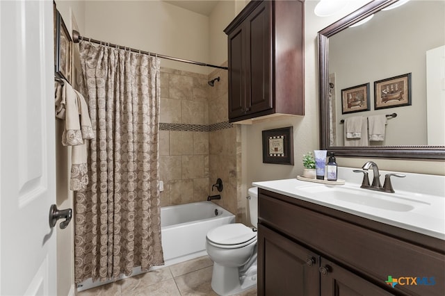2935 Angelina Dr, Round Rock, TX 78665 - full bathroom featuring vanity, toilet, shower / bathtub combination with curtain, and tile patterned floors