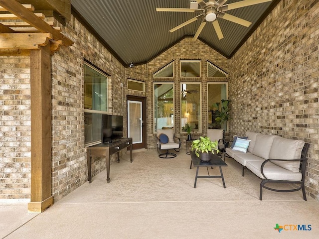 599 Mission Hill Run, New Braunfels, TX 78132 - view of patio / terrace with a ceiling fan and outdoor lounge area