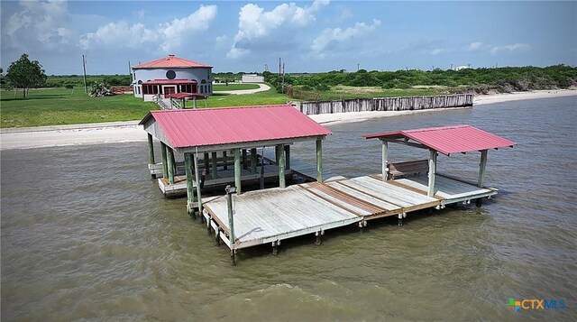 430 N Blackburn Ave, Port Lavaca, TX 77979 - dock with a water view, a yard, and boat lift
