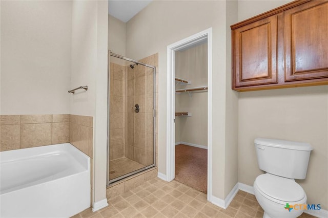 5708 High Meadow Dr, Temple, TX 76502 - full bath featuring a bath, a shower stall, a walk in closet, and tile patterned floors