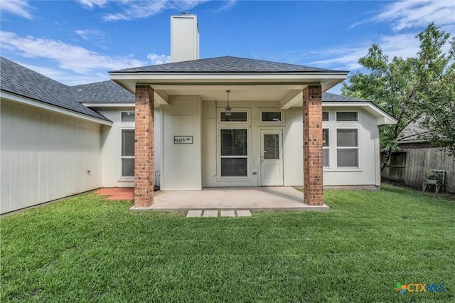 5708 High Meadow Dr, Temple, TX 76502 - entrance to property with a shingled roof, a patio area, and a chimney