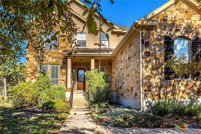 243 Arendes Dr, New Braunfels, TX 78132 - view of front of property featuring stone siding and stucco siding