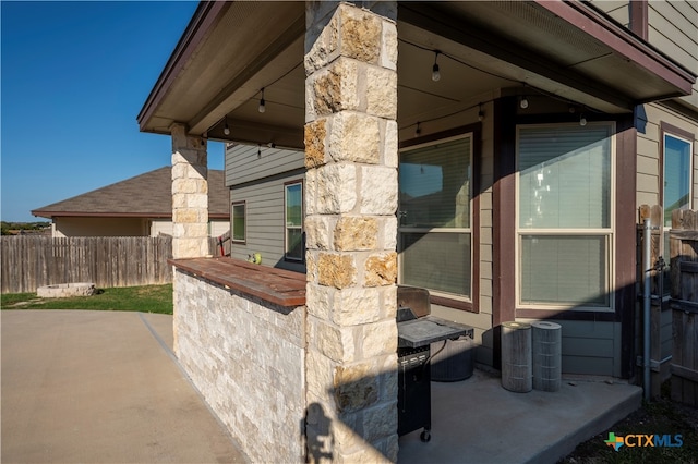 view of patio / terrace featuring exterior bar