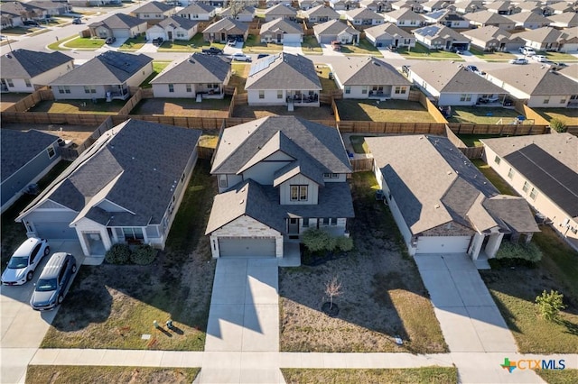 aerial view with a residential view