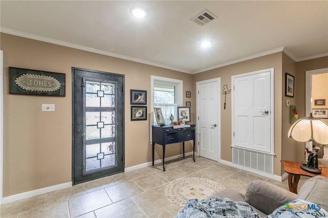 foyer with ornamental molding