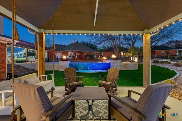 view of patio with a gazebo and an outdoor hangout area