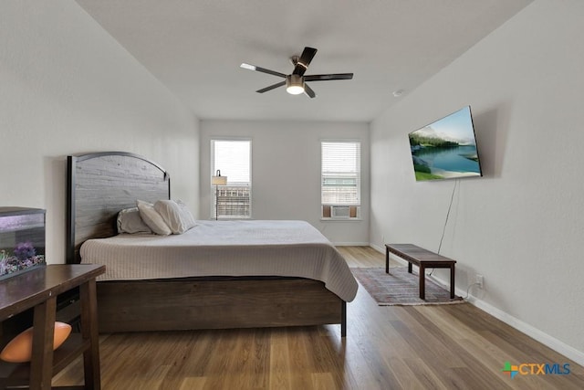 471 Copper Hill Dr, New Braunfels, TX 78130 - bedroom with wood finished floors and ceiling fan