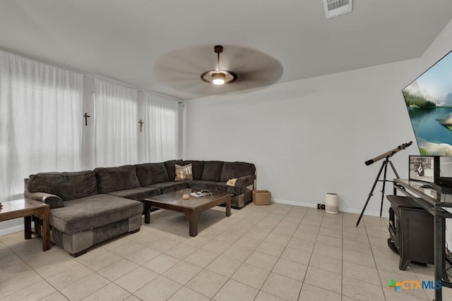 471 Copper Hill Dr, New Braunfels, TX 78130 - living area with a ceiling fan and light tile patterned floors