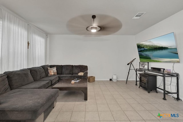 471 Copper Hill Dr, New Braunfels, TX 78130 - living room featuring a ceiling fan and light tile patterned floors