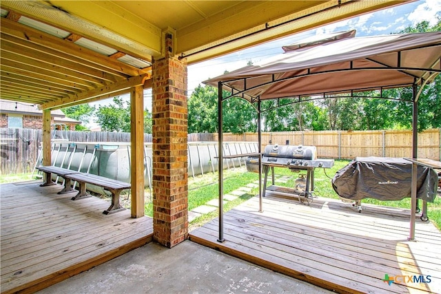 5516 Birmingham Cir, Killeen, TX 76542 - wooden terrace with a fenced backyard and area for grilling