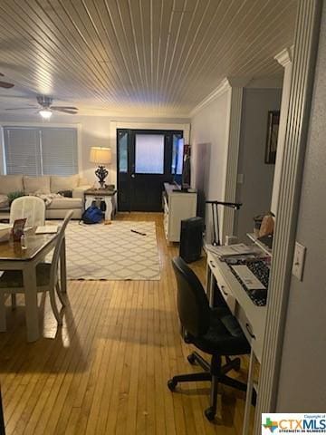 319 W Village Rd, Salado, TX 76571 - playroom with light wood-type flooring, an office area, and a ceiling fan