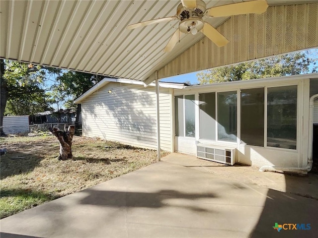 view of patio / terrace featuring ceiling fan