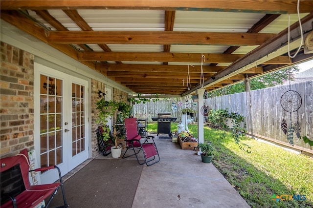 view of patio / terrace featuring french doors