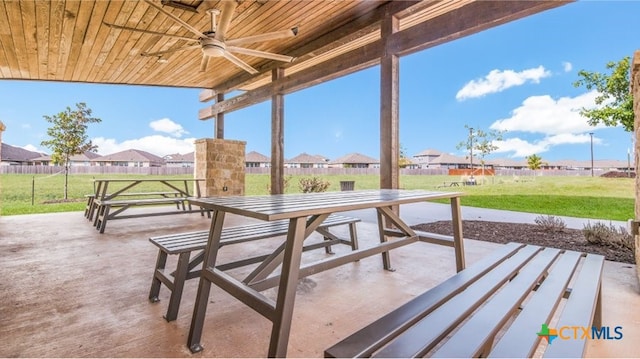 view of patio / terrace featuring ceiling fan