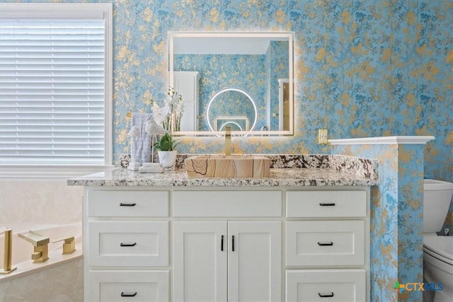 bathroom with vanity and toilet