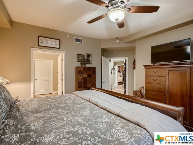 bedroom featuring ceiling fan