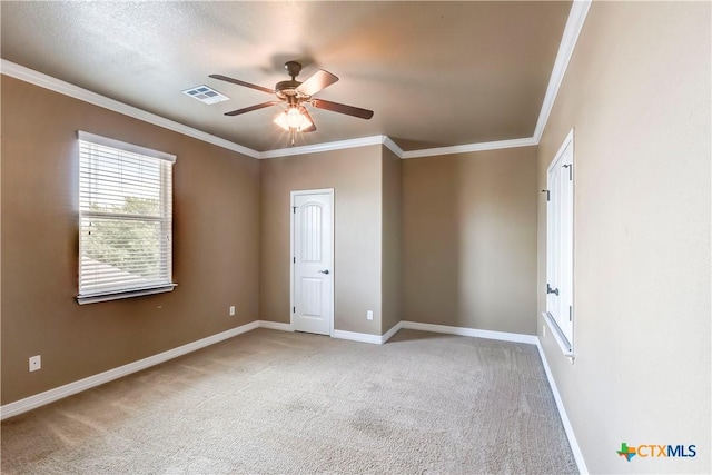 2508 Mugho Dr, Harker Heights, TX 76548 - carpeted empty room featuring ceiling fan and ornamental molding