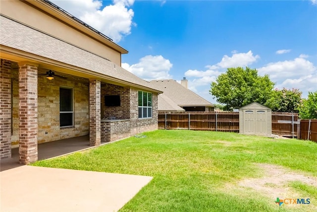 2508 Mugho Dr, Harker Heights, TX 76548 - fenced backyard with a storage shed and a patio area