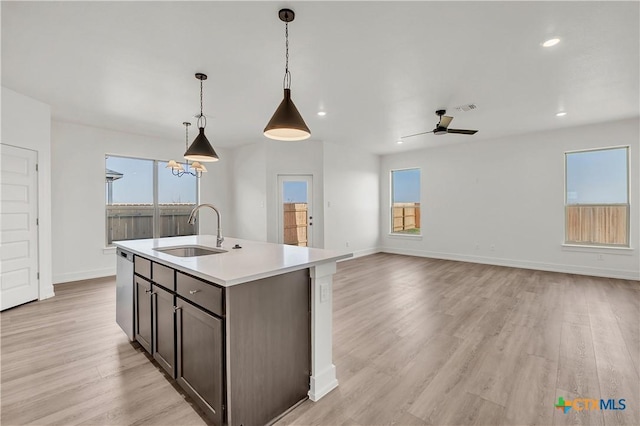 2318 Healy Dr, Temple, TX 76502 - kitchen featuring a sink, ceiling fan, healthy amount of natural light, light countertops, and recessed lighting