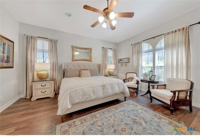 10510 Teich Loop, New Braunfels, TX 78132 - bedroom with wood-type flooring, a ceiling fan, and baseboards