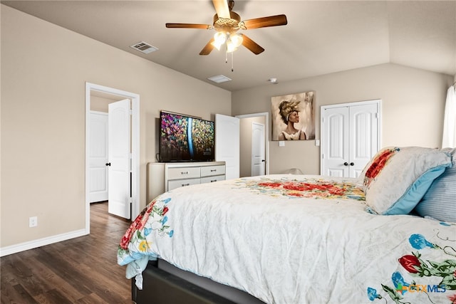4505 Prewitt Ranch Rd, Killeen, TX 76549 - bedroom featuring dark wood-type flooring, a closet, and a ceiling fan
