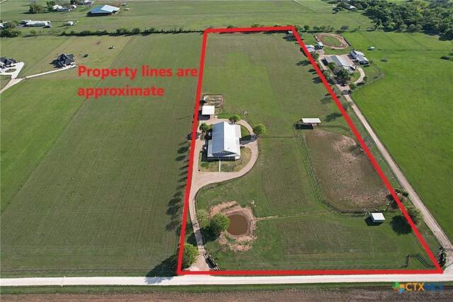 aerial view with a rural view