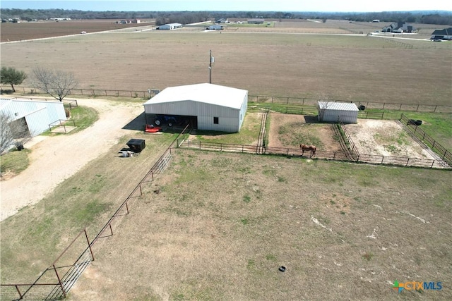 aerial view featuring a rural view