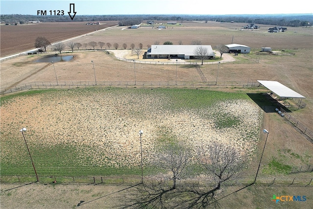 aerial view featuring a rural view