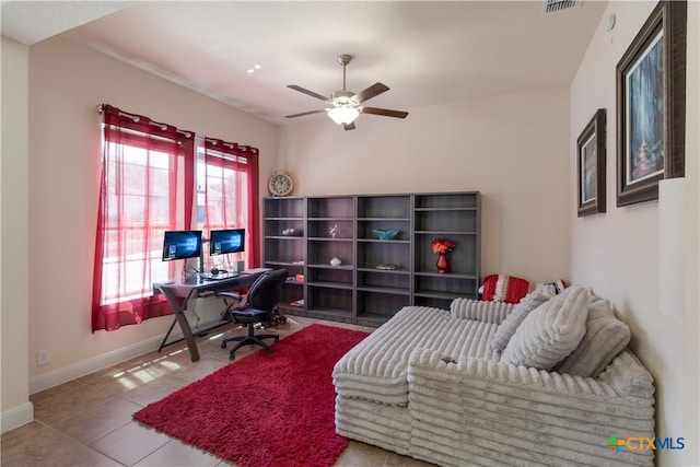 29121 Ismorada, San Antonio, TX 78260 - tiled home office with ceiling fan and baseboards