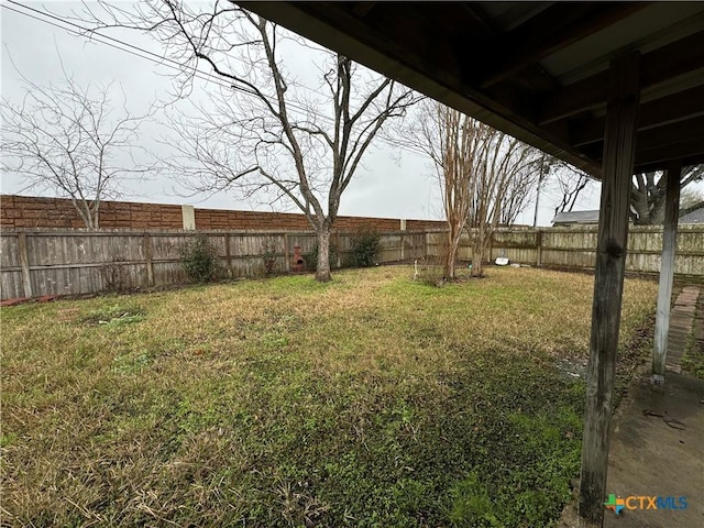 view of yard featuring a fenced backyard