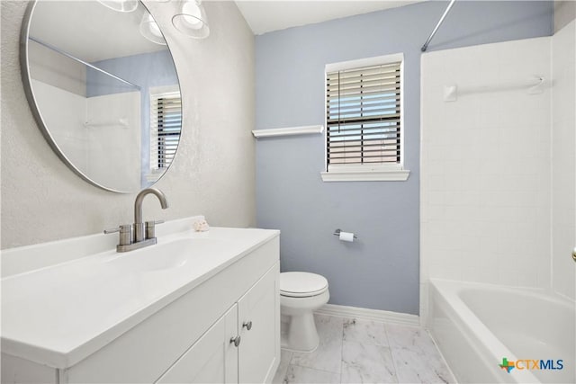 4408 Frontier Trl, Killeen, TX 76542 - bathroom with vanity, marble finish floors, and shower / tub combination