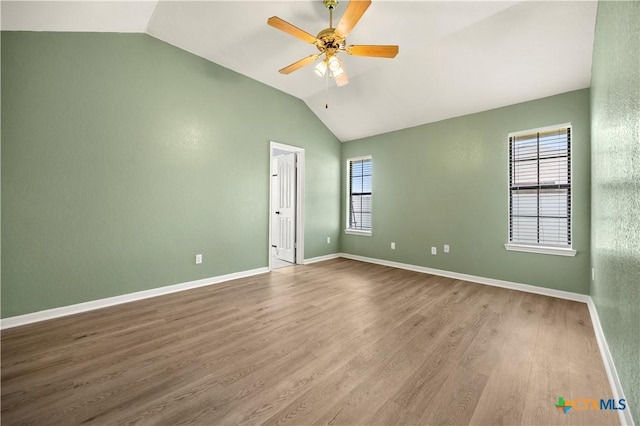 4408 Frontier Trl, Killeen, TX 76542 - empty room with vaulted ceiling, wood finished floors, and ceiling fan