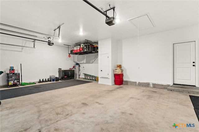 garage with a garage door opener