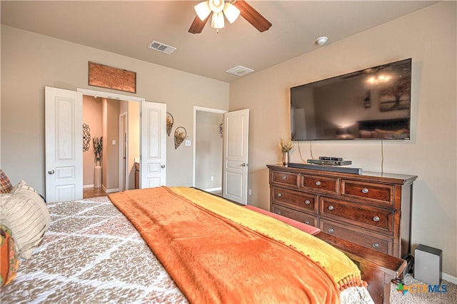 bedroom featuring ceiling fan