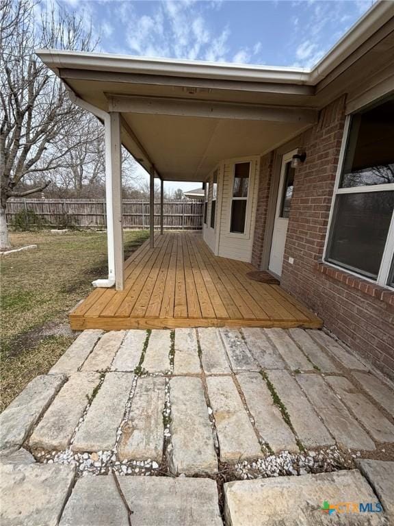 deck featuring fence