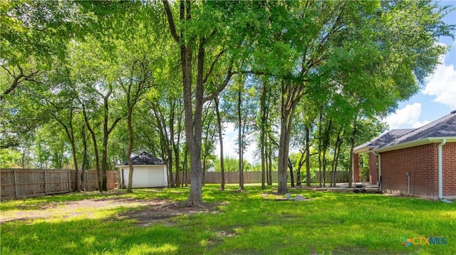 1935 Grandview Dr, Salado, TX 76571 - fenced backyard featuring a storage unit
