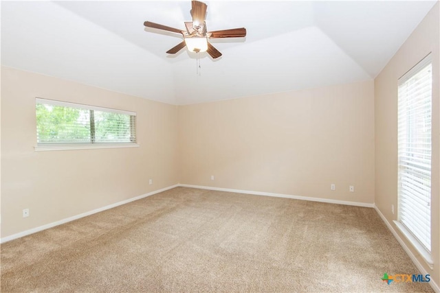 1935 Grandview Dr, Salado, TX 76571 - unfurnished room featuring lofted ceiling, light colored carpet, and a ceiling fan