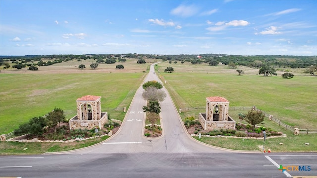 bird's eye view with a rural view