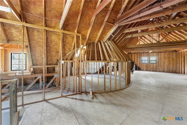 view of unfinished attic