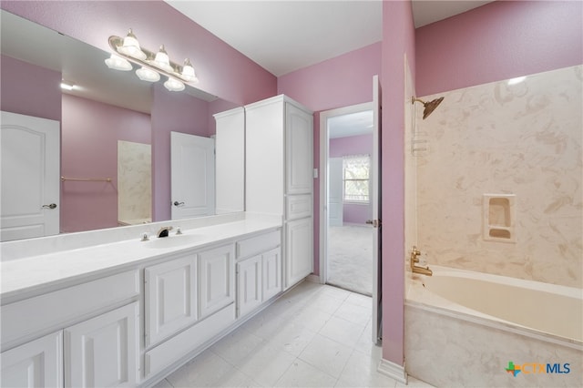 bathroom with shower / tub combination and vanity