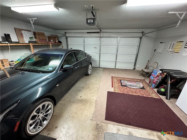 garage with a garage door opener