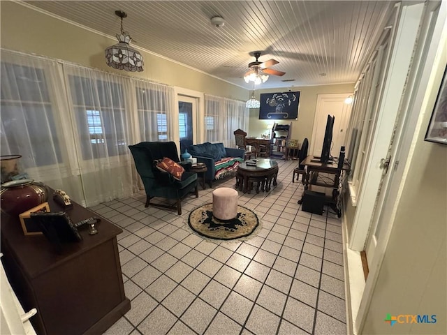 308 Avenue E Ave E, Victoria, TX 77901 - living area featuring light tile patterned floors, ceiling fan, and healthy amount of natural light