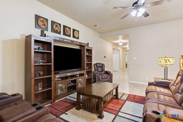 4004 Brookside Dr, Killeen, TX 76542 - tiled living area with ceiling fan and baseboards