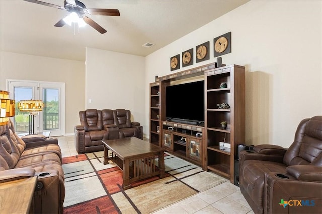 4004 Brookside Dr, Killeen, TX 76542 - living area featuring light tile patterned flooring and a ceiling fan