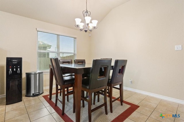 4004 Brookside Dr, Killeen, TX 76542 - dining area with vaulted ceiling, a chandelier, and light tile patterned floors