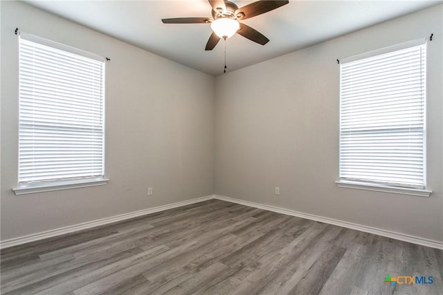 916 Stone Rd, Temple, TX 76501 - spare room featuring baseboards, ceiling fan, and wood finished floors